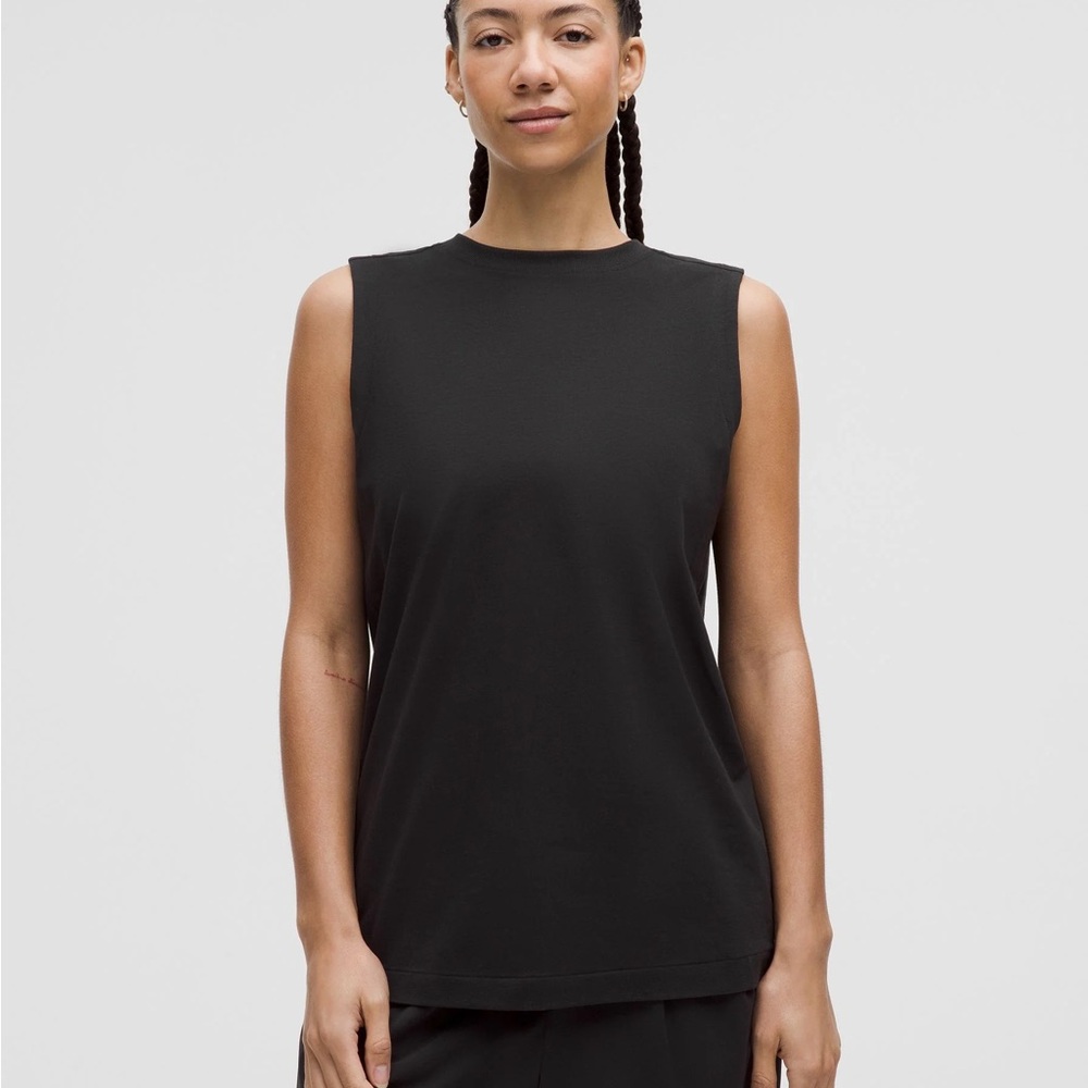 New Lululemon All Yours Organic Cotton Tank Top Black Sz M NWT embroidered logo